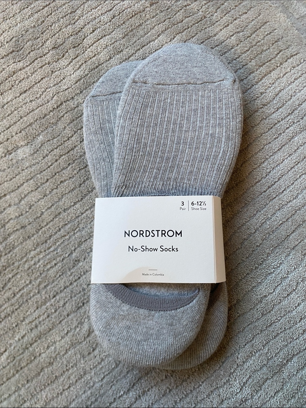 Nordstrom Men’s No-Show Socks — Light Gray (2 Pair Pack)